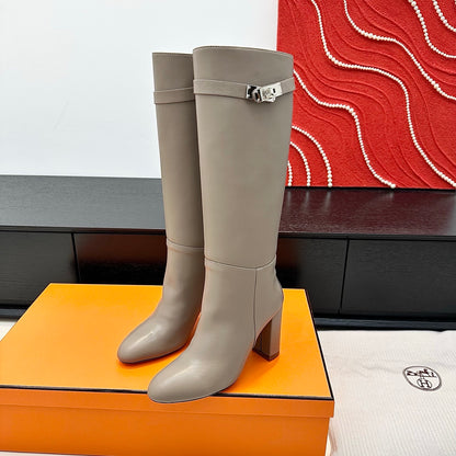 Hermès Kelly Buckle High Heel Knee-High Boots