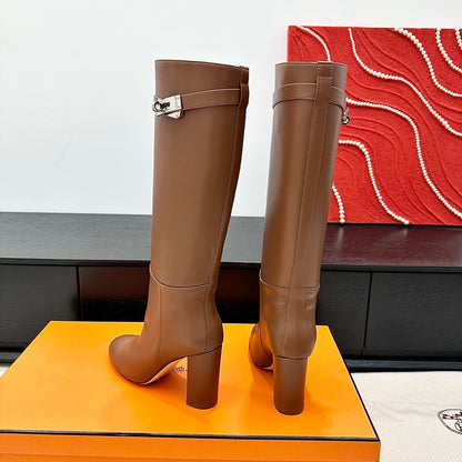 Hermès Kelly Buckle High Heel Knee-High Boots