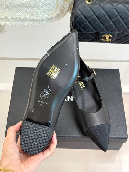 Chanel 25K Pointed Toe Mary Jane Flats