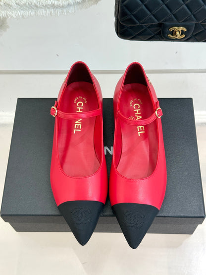 Chanel 25K Pointed Toe Mary Jane Flats