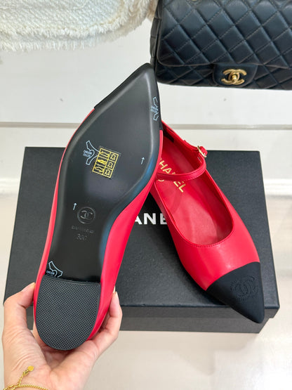 Chanel 25K Pointed Toe Mary Jane Flats
