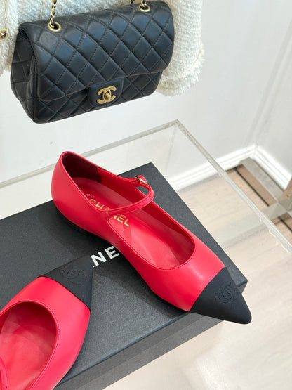 Chanel 25K Pointed Toe Mary Jane Flats