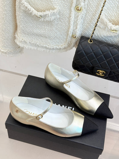 Chanel 25K Pointed Toe Mary Jane Flats
