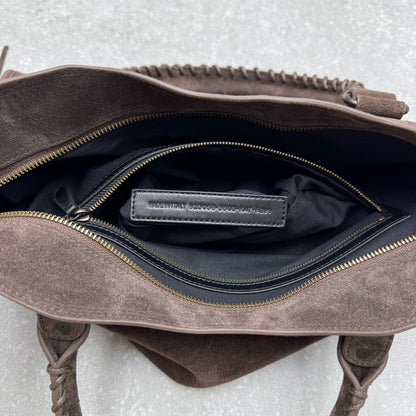 Balenciaga Le City Medium Suede Shoulder Bag