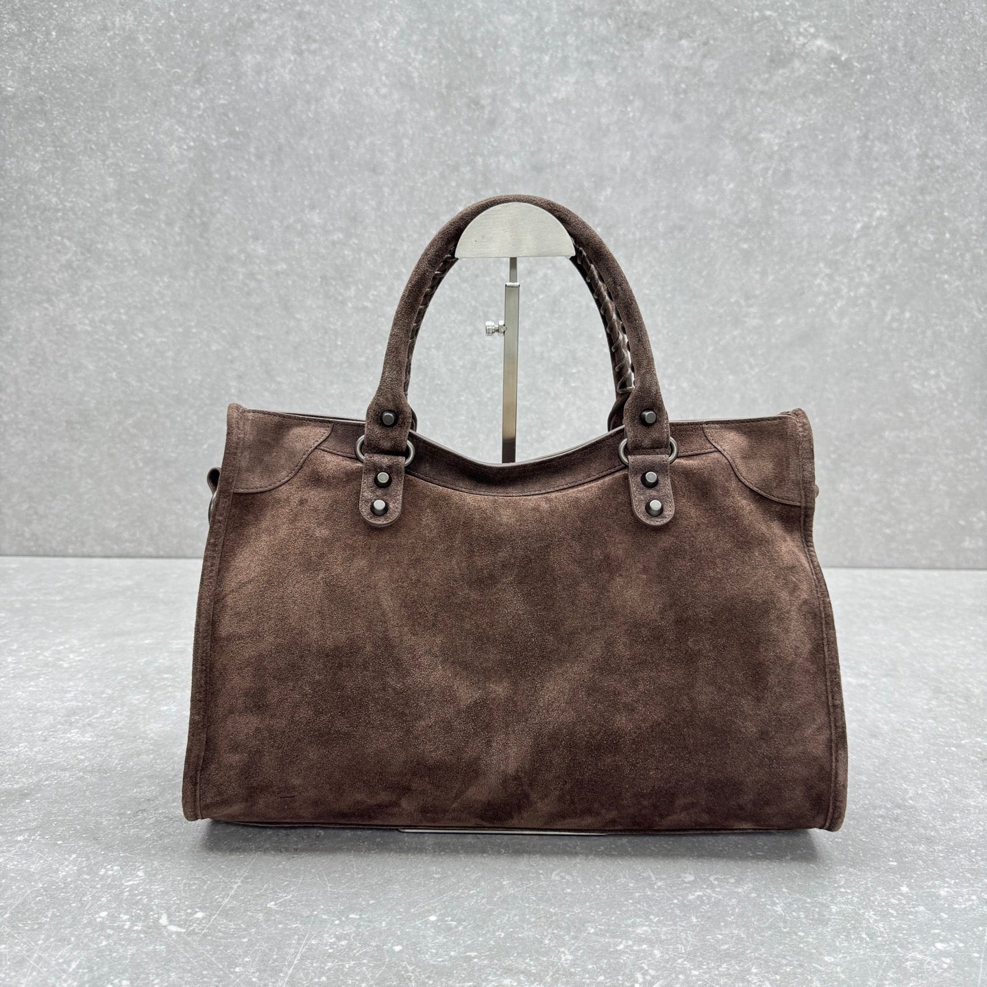 Balenciaga Le City Medium Suede Shoulder Bag