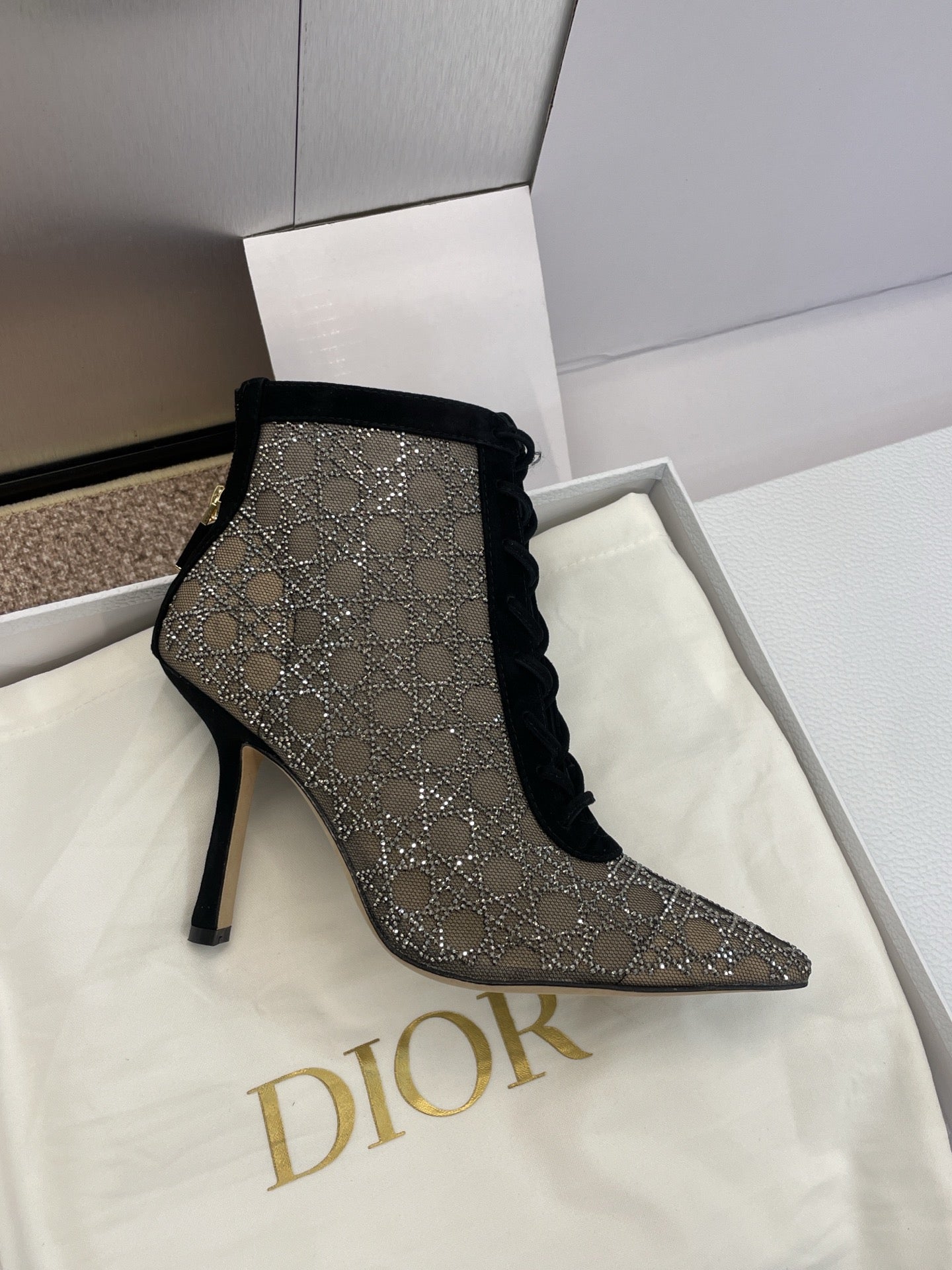 Dior CD-Capture Crystal High-Heel Ankle Boots – 2025 Spring/Summer Runway