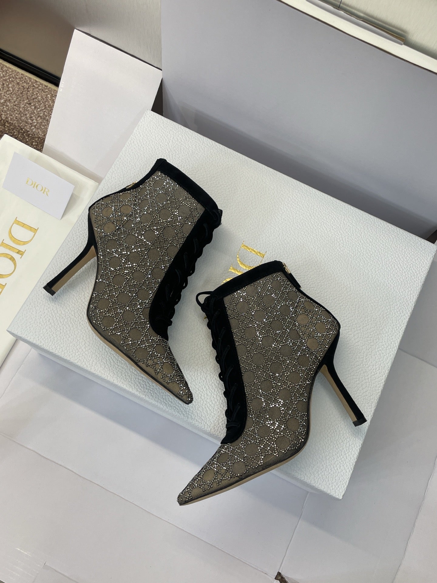 Dior CD-Capture Crystal High-Heel Ankle Boots – 2025 Spring/Summer Runway