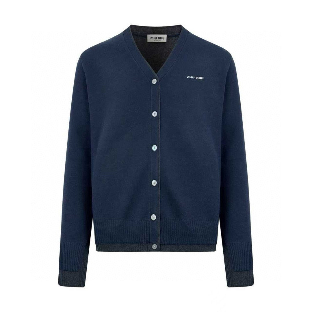 Miu Miu Inlaid Logo Knitted Cardigan