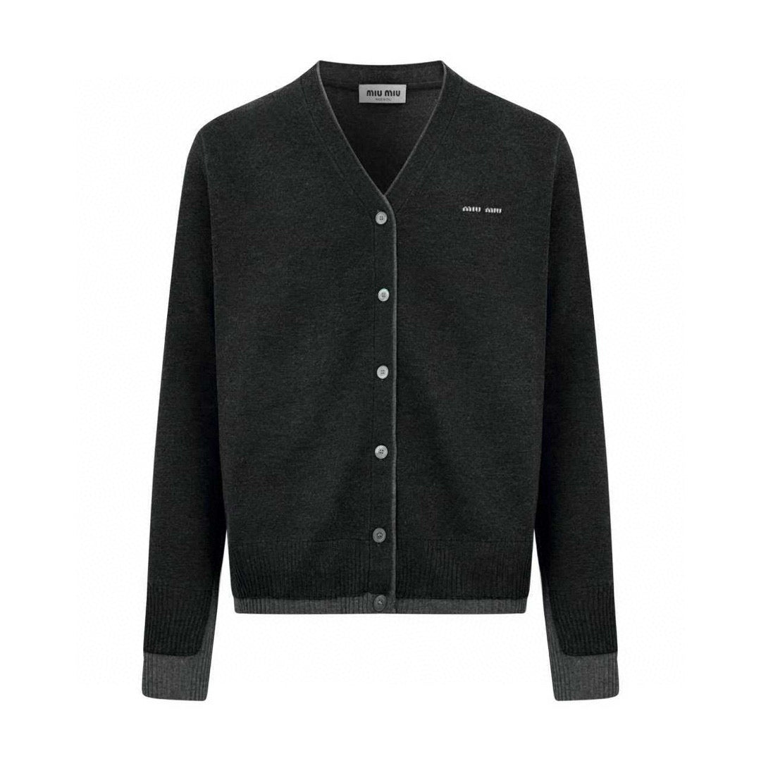 Miu Miu Inlaid Logo Knitted Cardigan