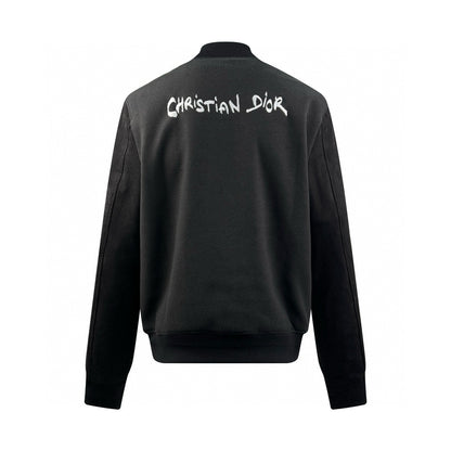 Dior Christian Embroidered Velvet Leather Baseball Jacket