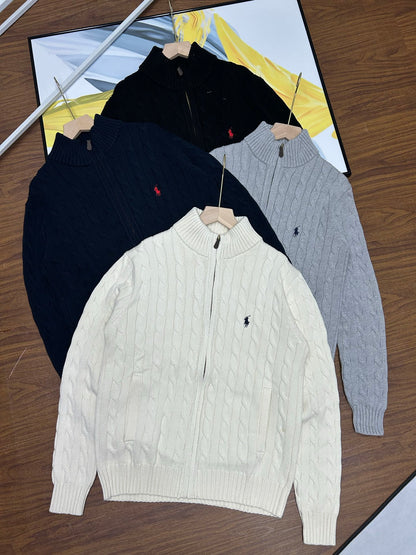 Ralph Lauren Unisex Cable Knit Zip Cardigan