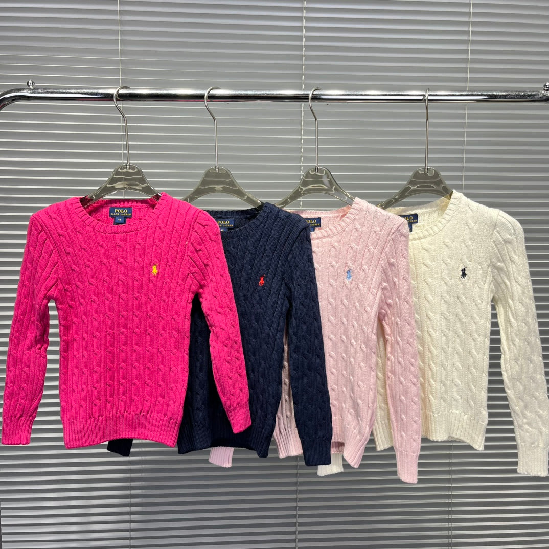 Ralph Lauren Embroidered Horse Cable Knit Sweater – Kids Collection