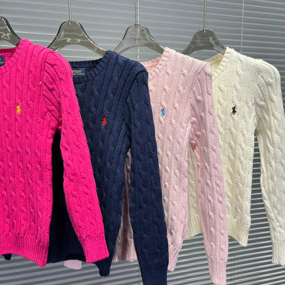 Ralph Lauren Embroidered Horse Cable Knit Sweater – Kids Collection