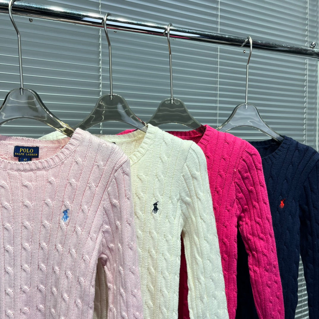 Ralph Lauren Embroidered Horse Cable Knit Sweater – Kids Collection