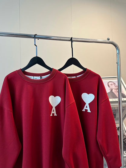 AMI Paris Heart Embroidery Crewneck Sweatshirt – Autumn/Winter Limited Edition
