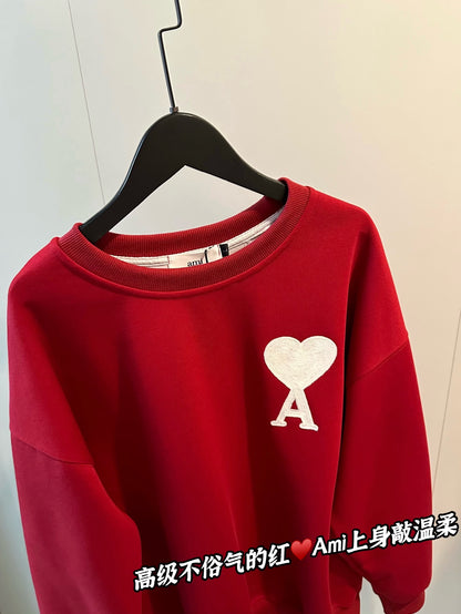 AMI Paris Heart Embroidery Crewneck Sweatshirt – Autumn/Winter Limited Edition