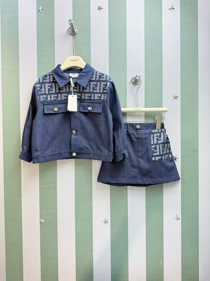 Fendi Kids Washed Denim Two-Piece Set – 2025SS