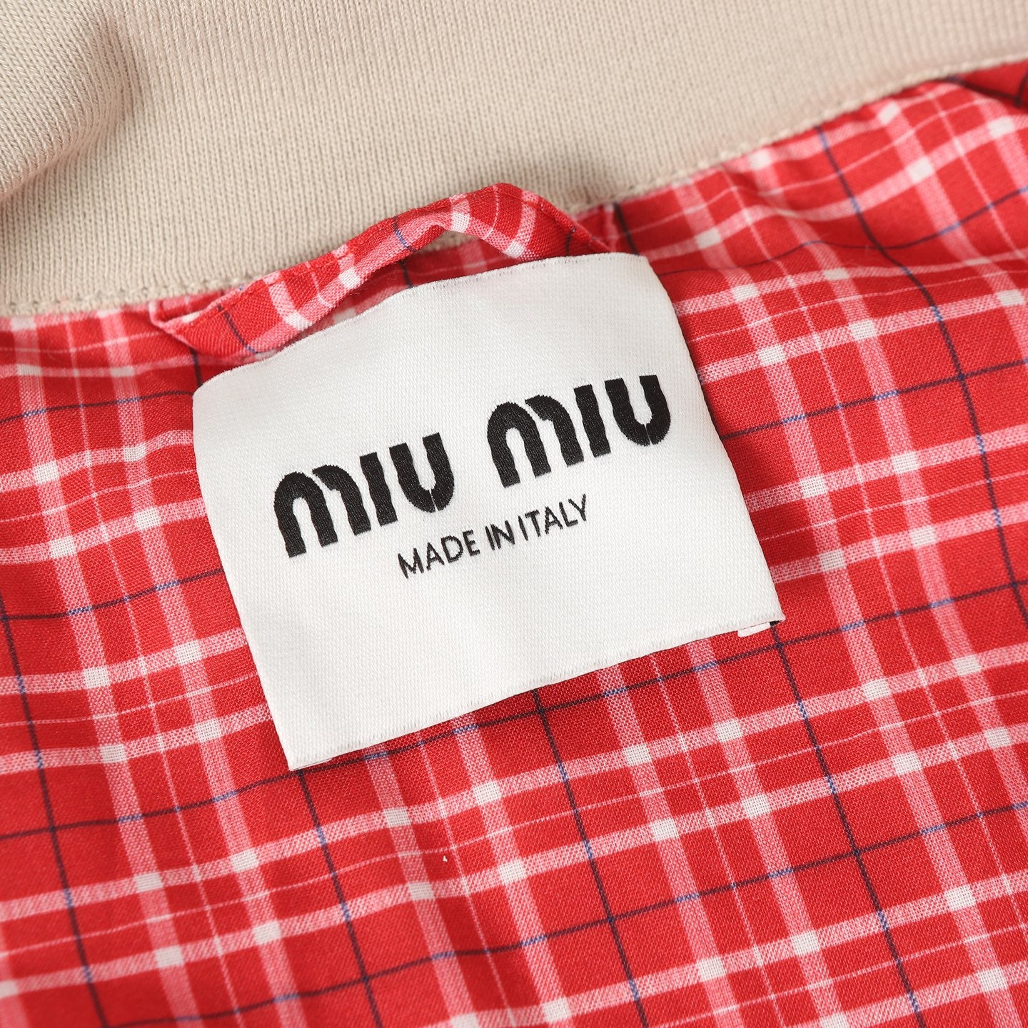 Miu Miu Logo Check Stand Collar Jacket – 25SS