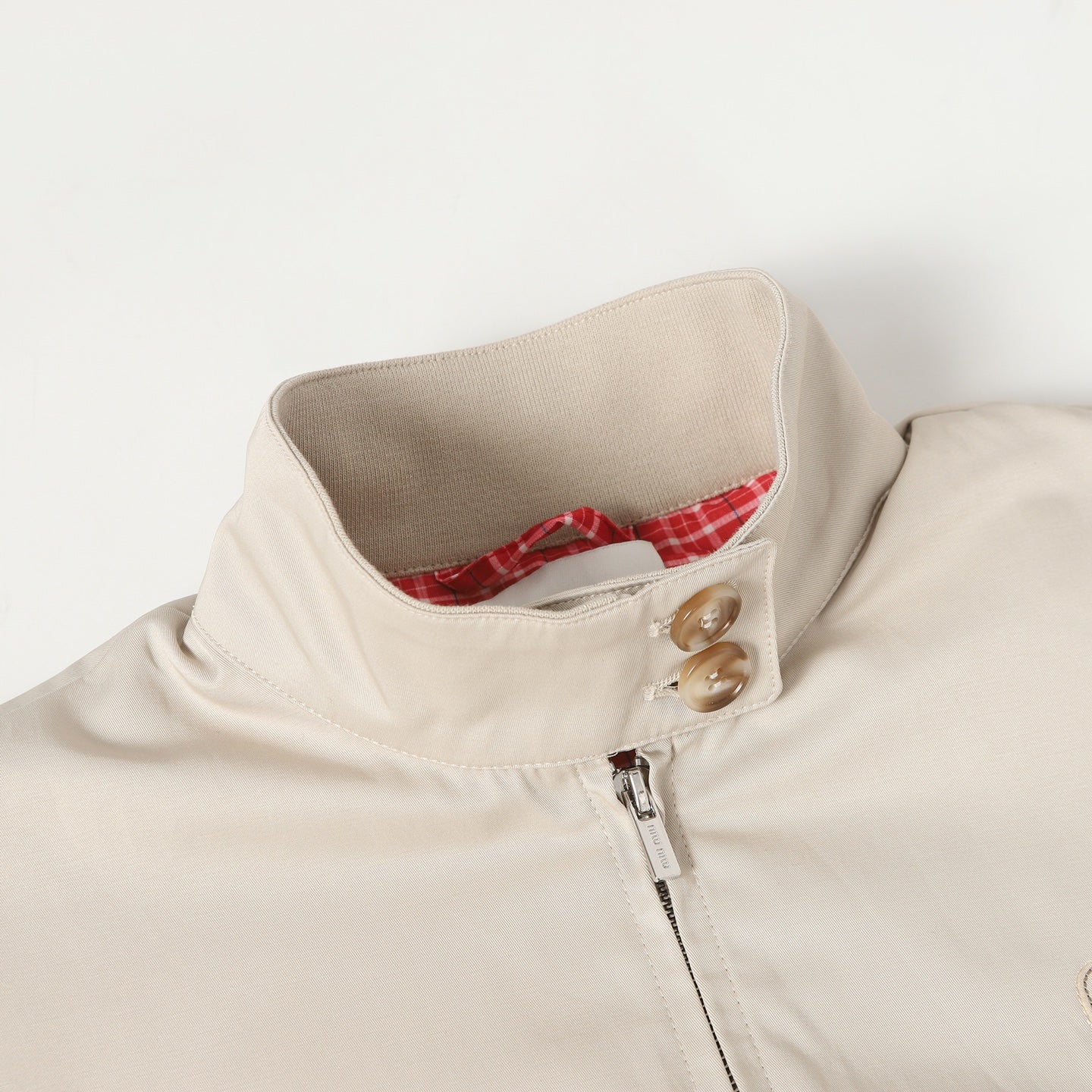 Miu Miu Logo Check Stand Collar Jacket – 25SS