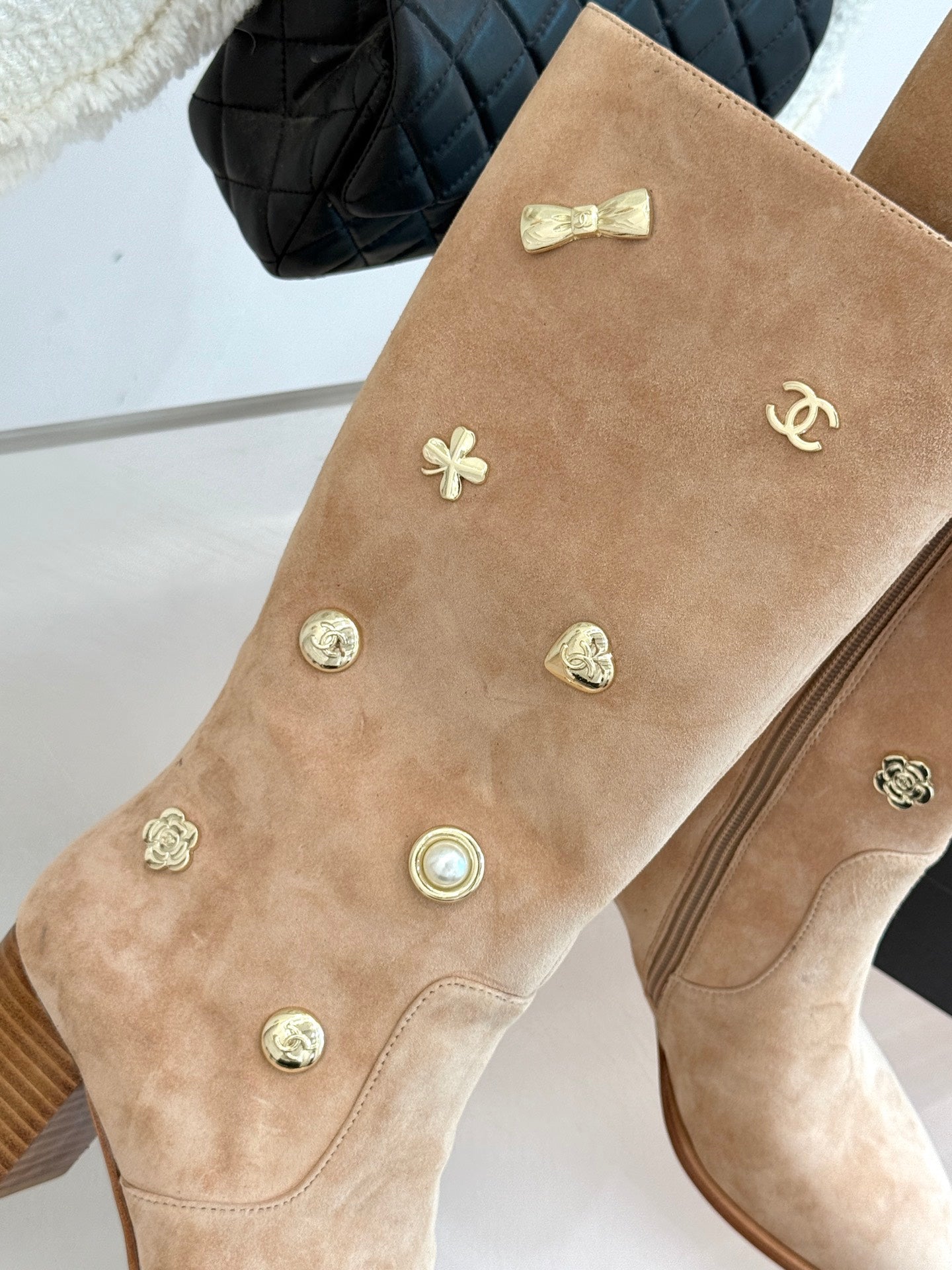 Chanel 25K Double C Metal Buckle High-Heel Long Boots