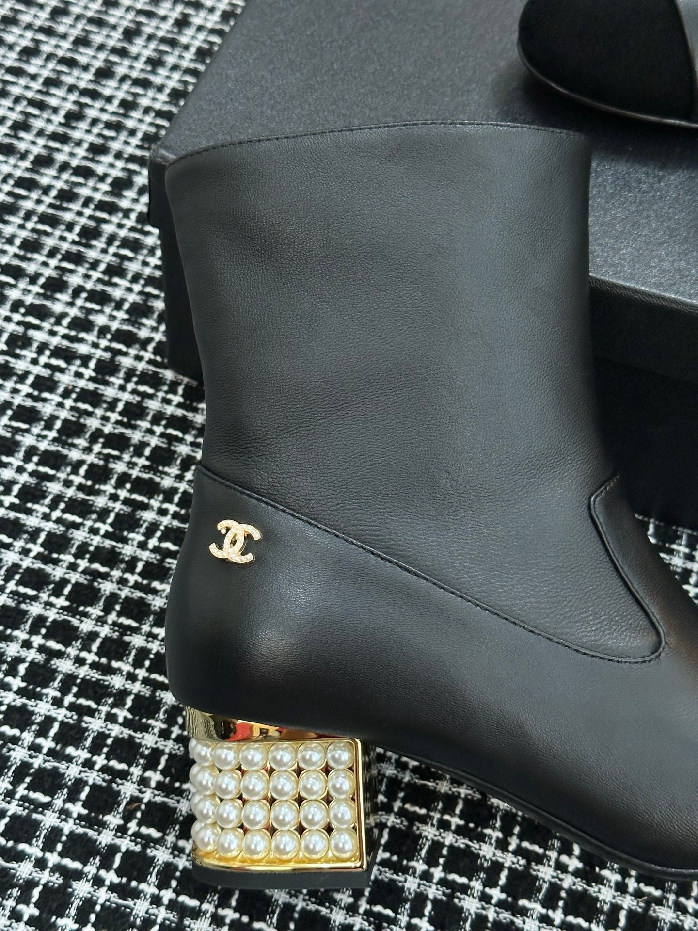 Chanel Pearl Heel Ankle Boots