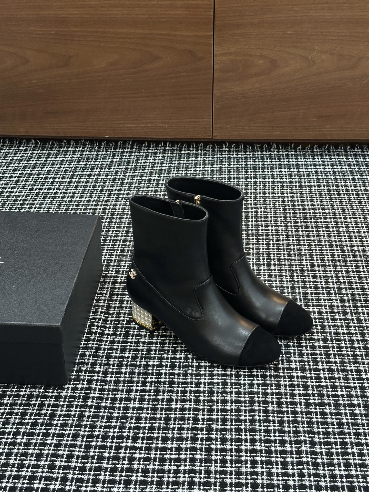 Chanel Pearl Heel Ankle Boots