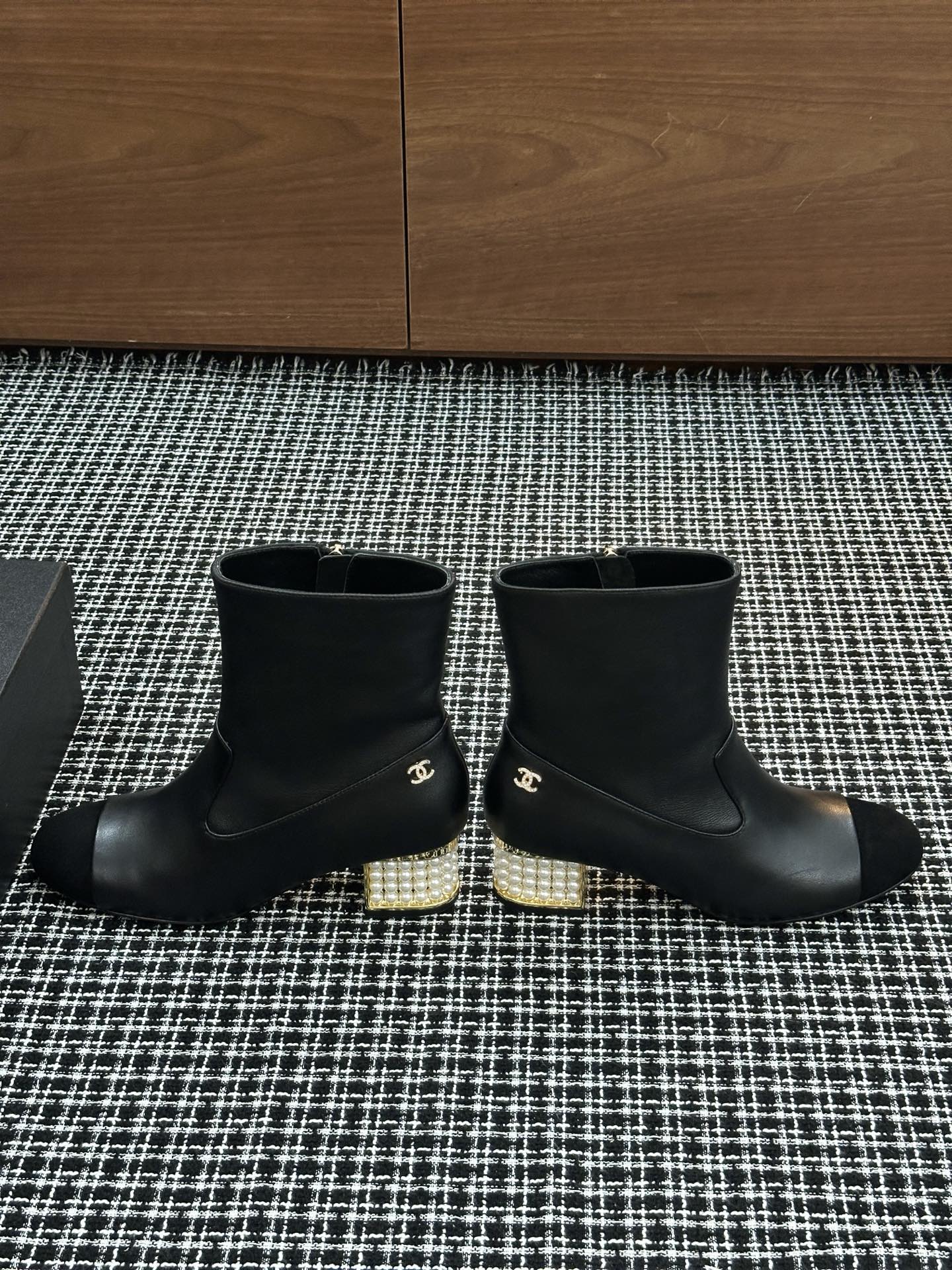 Chanel Pearl Heel Ankle Boots