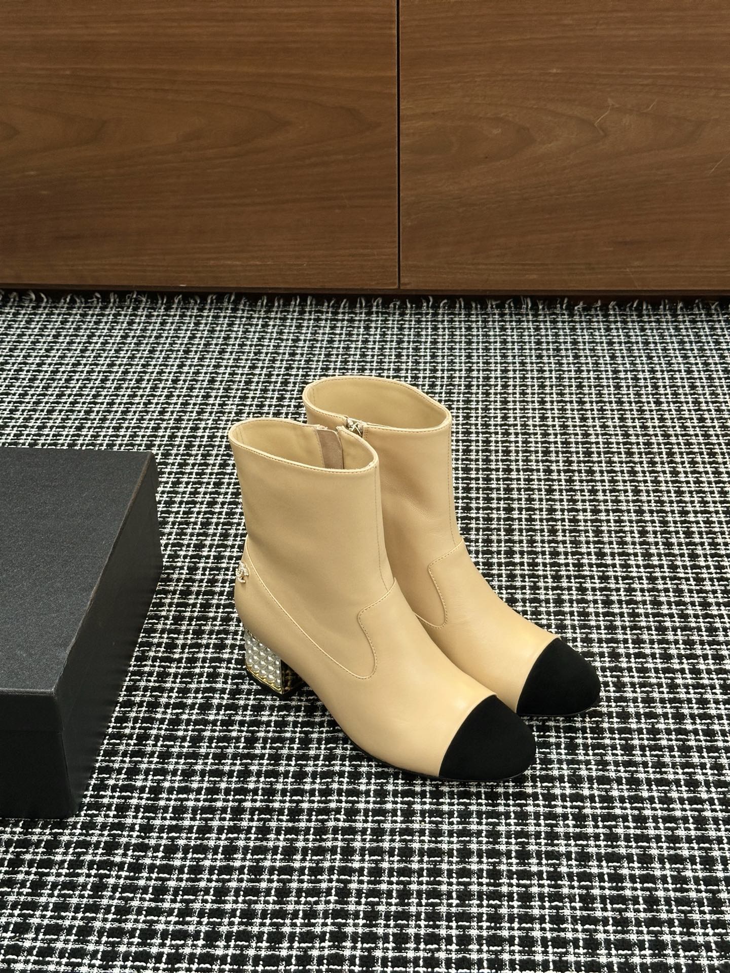 Chanel Pearl Heel Ankle Boots