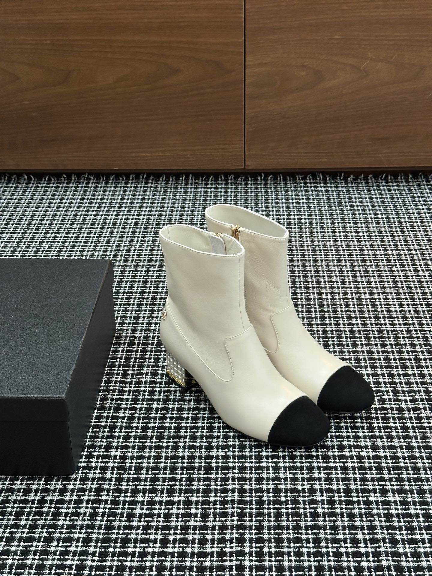 Chanel Pearl Heel Ankle Boots