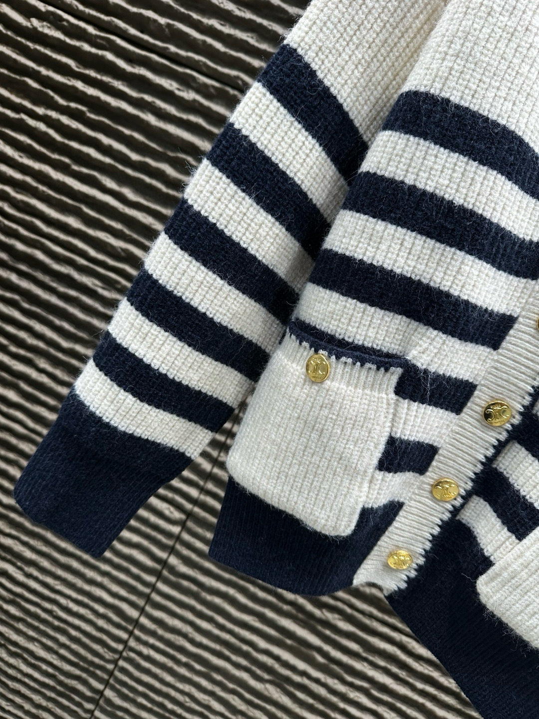 Celine Triomphe Metal Embroidered Knitted Cardigan