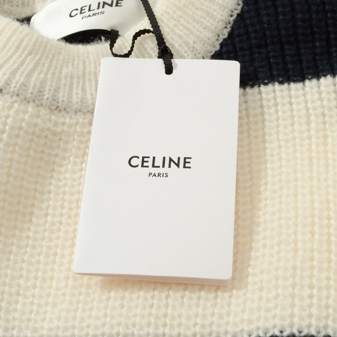 Celine Chunky Striped Jacquard Crewneck Sweater – 24SS
