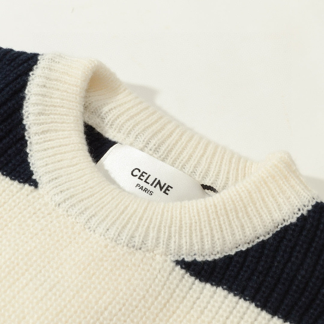 Celine Chunky Striped Jacquard Crewneck Sweater – 24SS