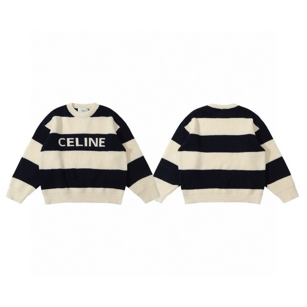 Celine Chunky Striped Jacquard Crewneck Sweater – 24SS