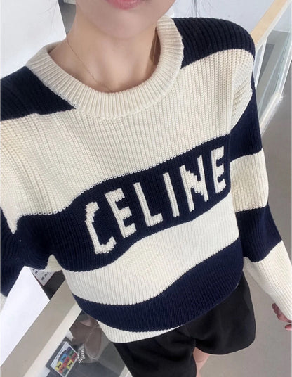 Celine Chunky Striped Jacquard Crewneck Sweater – 24SS