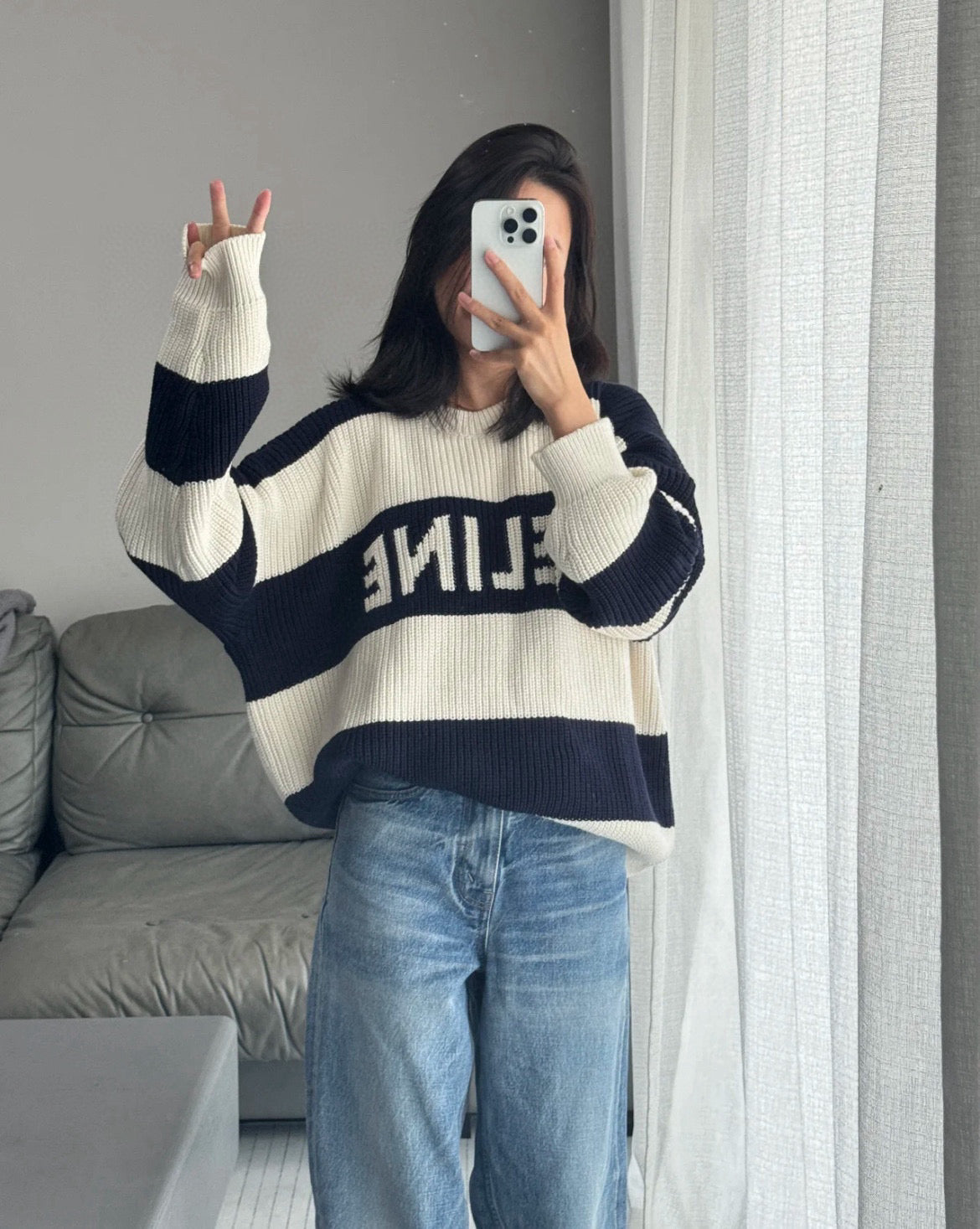 Celine Chunky Striped Jacquard Crewneck Sweater – 24SS