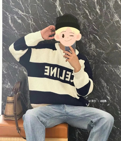 Celine Chunky Striped Jacquard Crewneck Sweater – 24SS