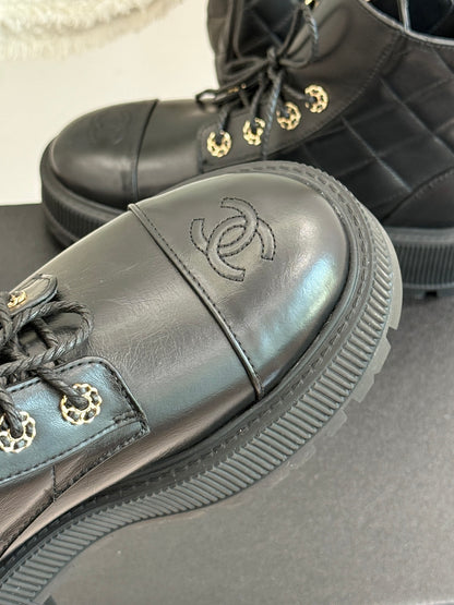 Chanel Quilted Chain Platform Ankle Boots