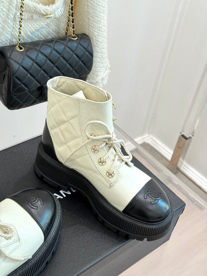Chanel Quilted Chain Platform Ankle Boots