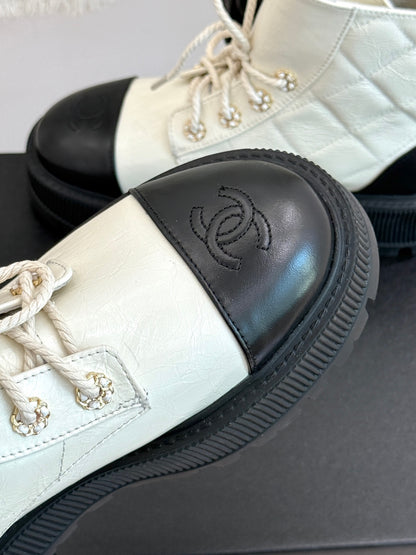 Chanel Quilted Chain Platform Ankle Boots