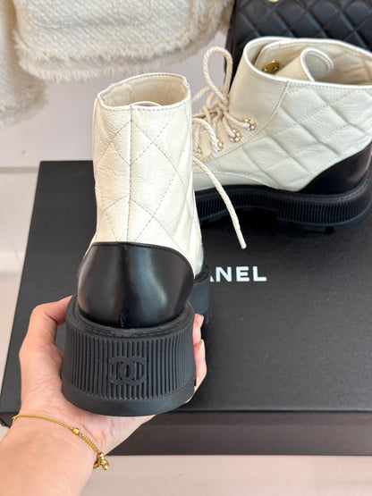 Chanel Quilted Chain Platform Ankle Boots