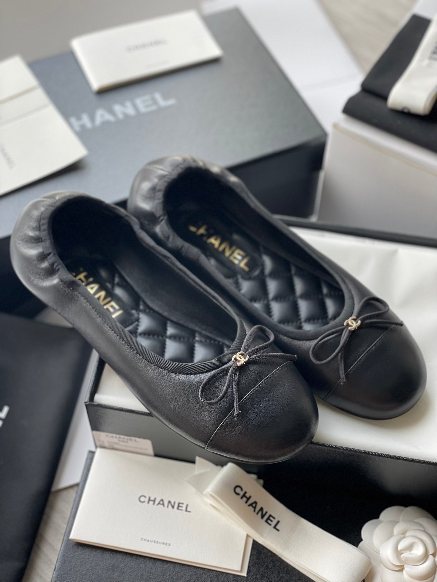 Chanel 25B Bow Ballet Flats