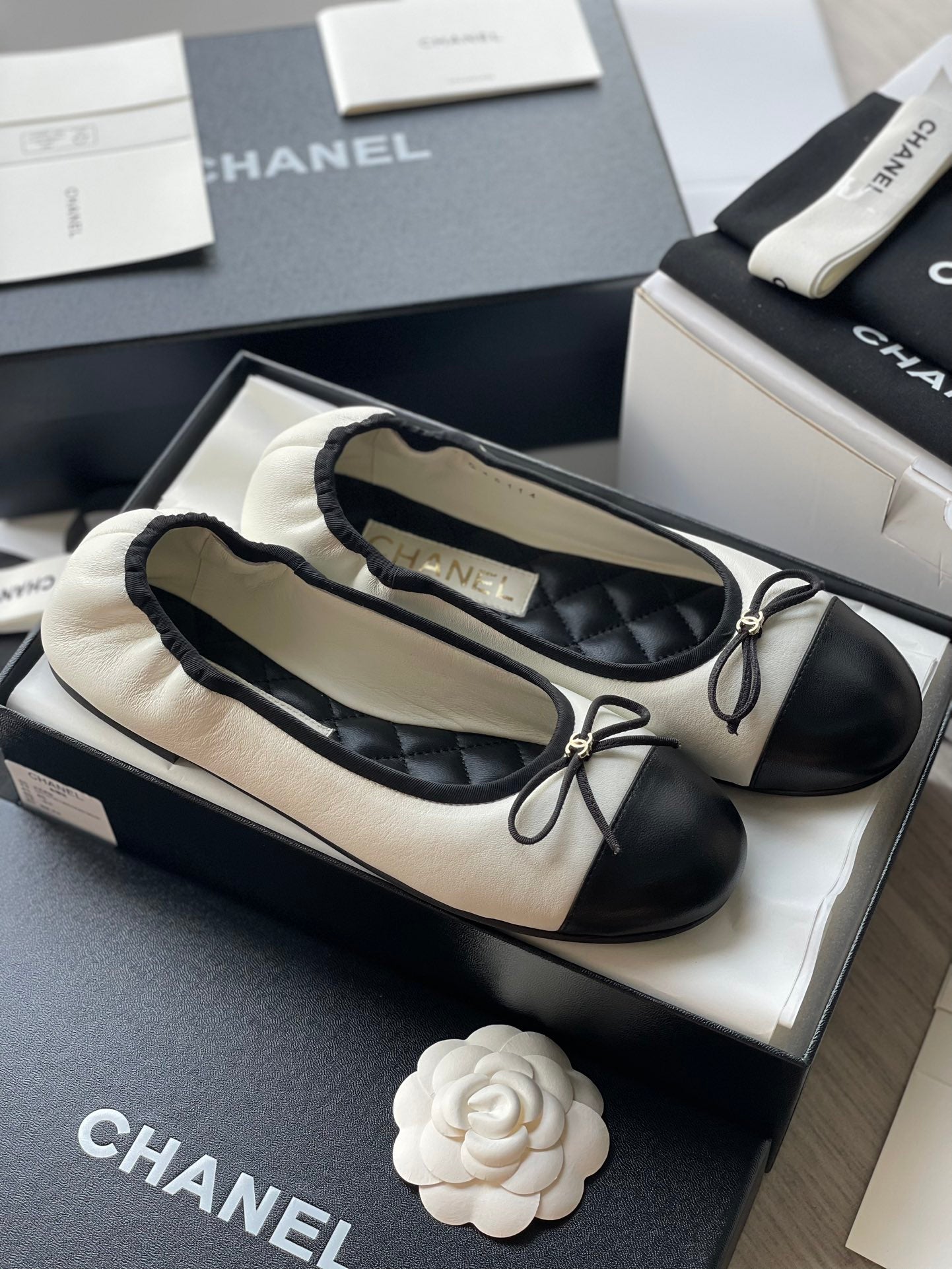Chanel 25B Bow Ballet Flats