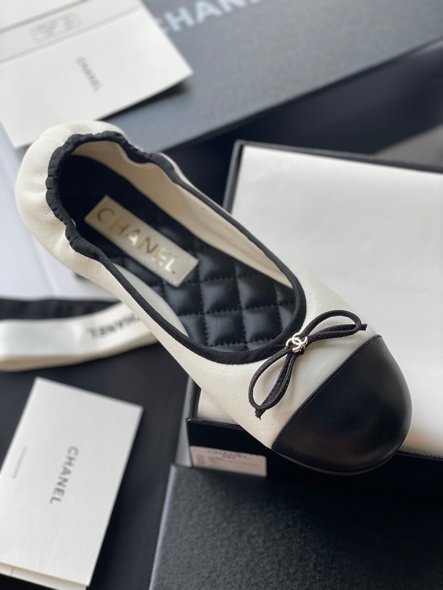 Chanel 25B Bow Ballet Flats