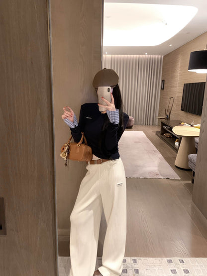 Miu Miu Casual Knit Pants with Khaki Belt – 25FW