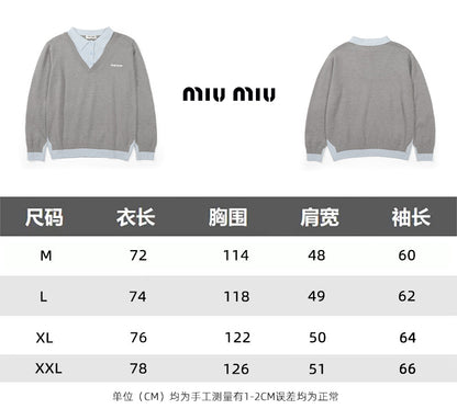 Miu Miu Wool Blend Faux Two-Piece Sweater – 25FW