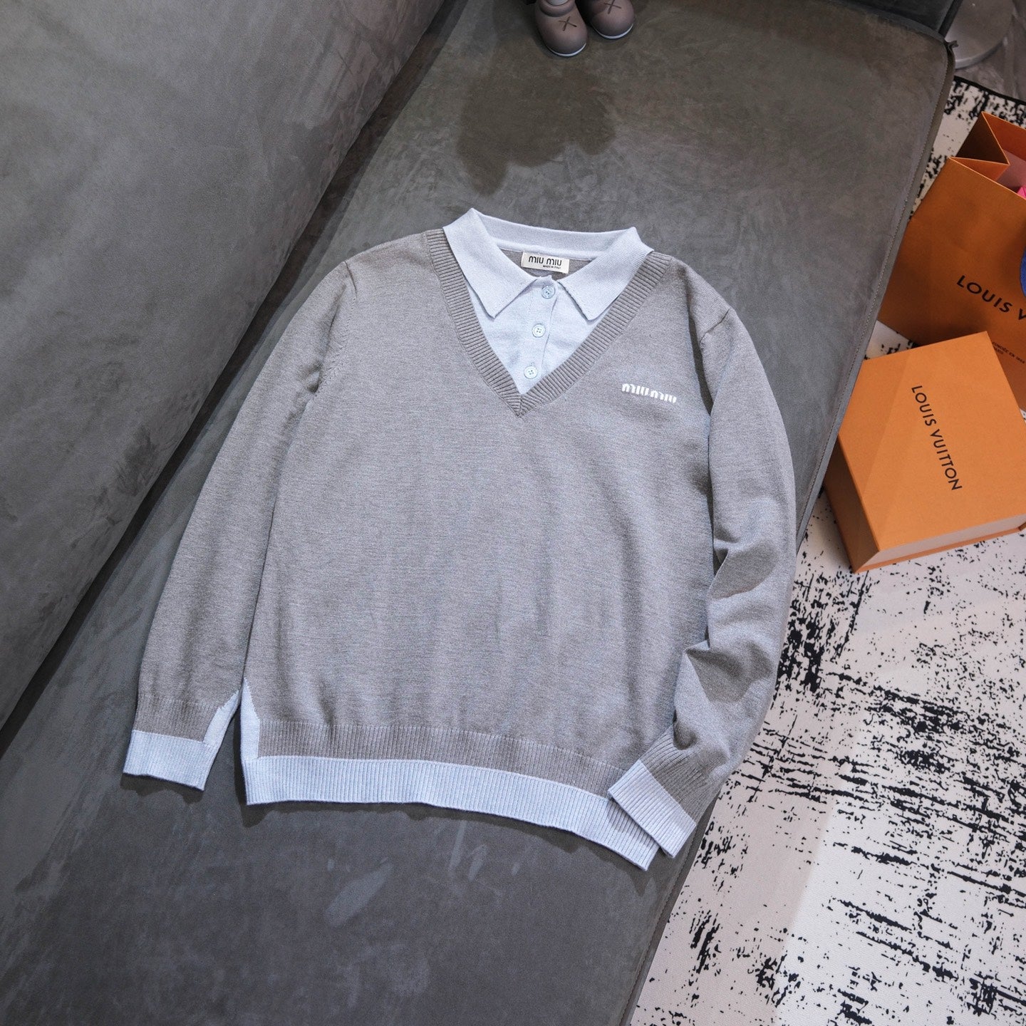 Miu Miu Wool Blend Faux Two-Piece Sweater – 25FW