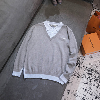 Miu Miu Wool Blend Faux Two-Piece Sweater – 25FW