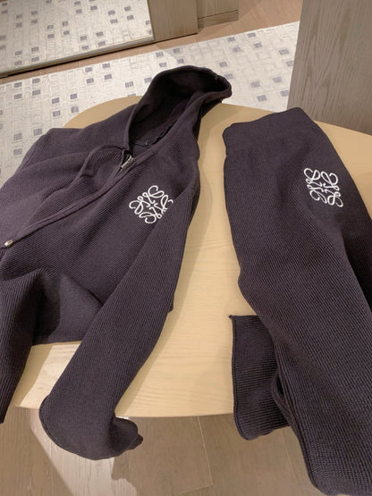 Loewe Classic Logo Embroidered Hooded Knit Set
