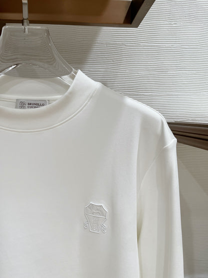 Brunello Cucinelli Men's Logo Embroidered Base Layer Sweater – 2025FW