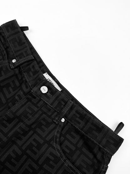 Fendi All-Over FF Monogram Denim Jeans